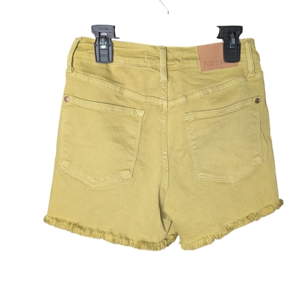 Judy Blue Women's Green/Yellow Frayed Hem Shorts Zipper Pockets Like New - Picture 2 of 10